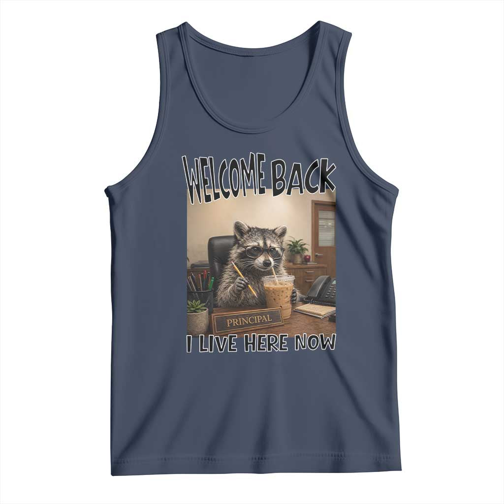 Funny Raccoon School Principal Tank Top Welcom Back To School TS14 Navy Print Your Wear