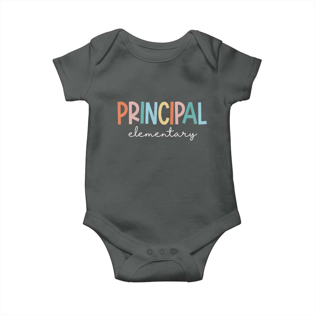 Boho Retro Vintage Elementary Principal Back to School Baby Onesie TS14 Dark Heather Print Your Wear