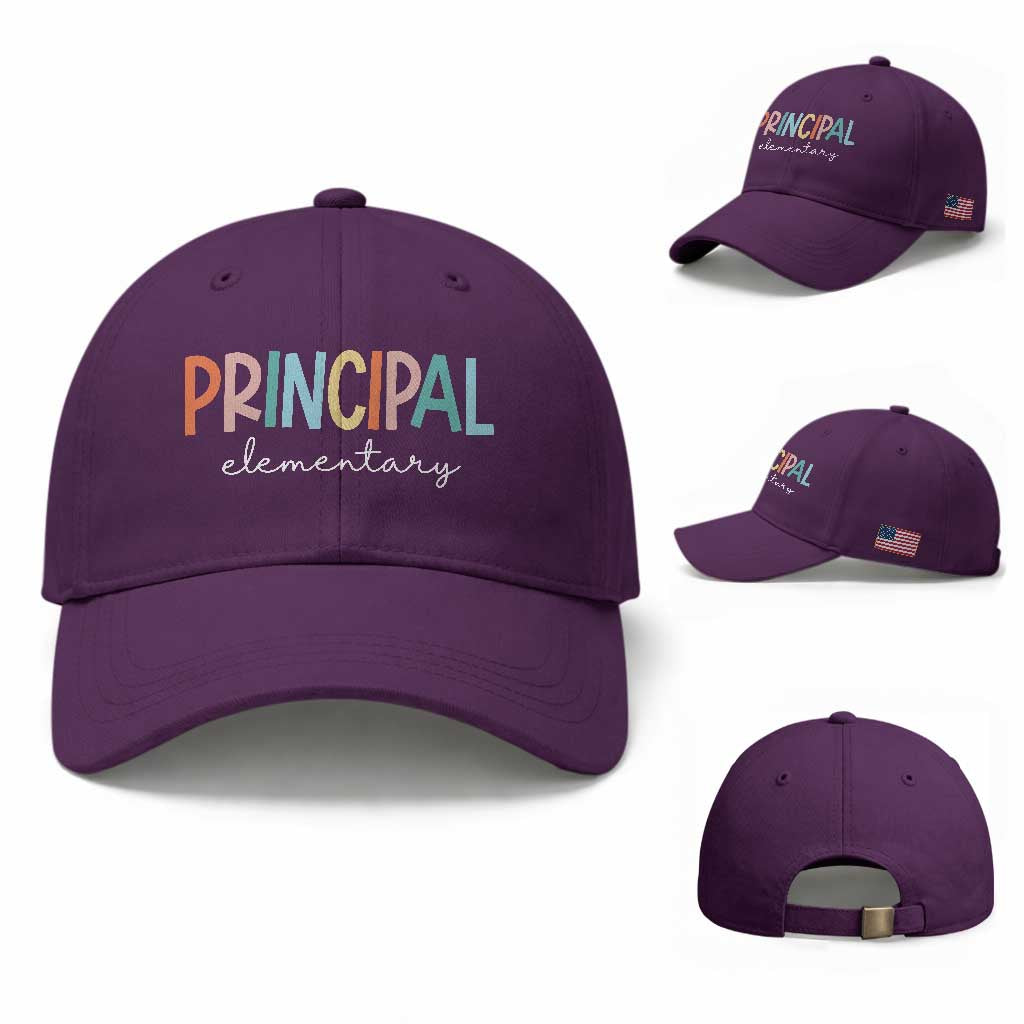Boho Retro Vintage Elementary Principal Back to School Baseball Cap TS14 Baseball Cap Universal Fit Purple Print Your Wear