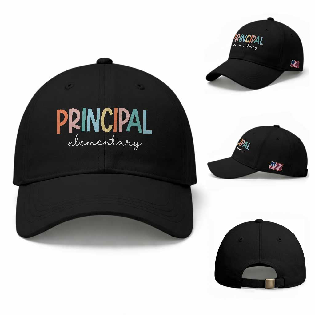 Boho Retro Vintage Elementary Principal Back to School Baseball Cap TS14 Baseball Cap Universal Fit Black Print Your Wear
