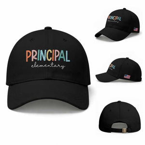 Boho Retro Vintage Elementary Principal Back to School Baseball Cap TS14 Baseball Cap Universal Fit Black Print Your Wear