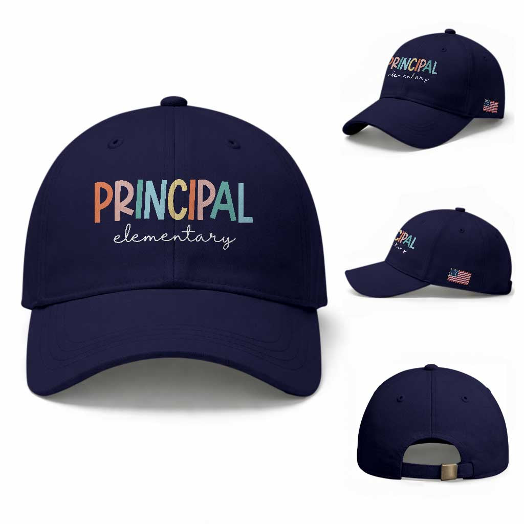 Boho Retro Vintage Elementary Principal Back to School Baseball Cap TS14 Baseball Cap Universal Fit Dark Blue Print Your Wear