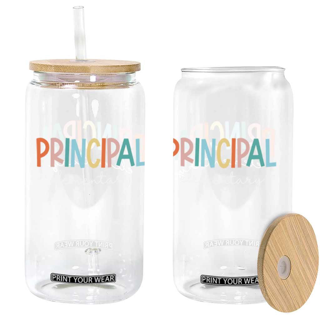 Boho Retro Vintage Elementary Principal Back to School Glass Can TS14 Print Your Wear