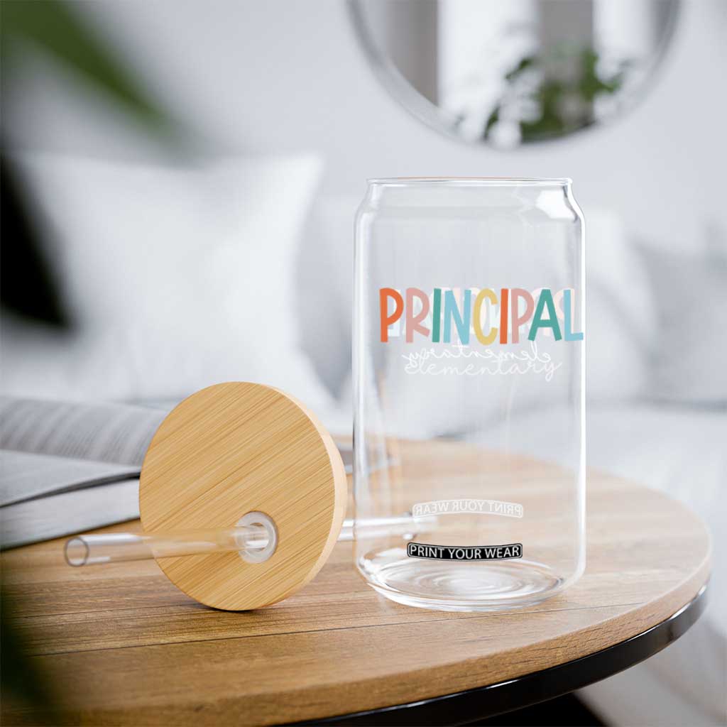 Boho Retro Vintage Elementary Principal Back to School Glass Can TS14 Print Your Wear