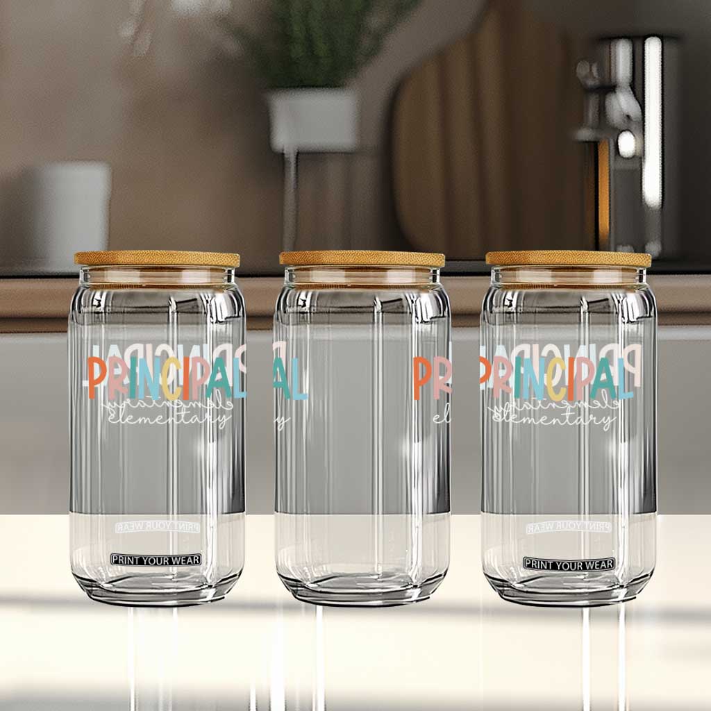 Boho Retro Vintage Elementary Principal Back to School Glass Can TS14 Print Your Wear