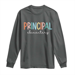 Boho Retro Vintage Elementary Principal Back to School Long Sleeve Shirt TS14 Dark Heather Print Your Wear