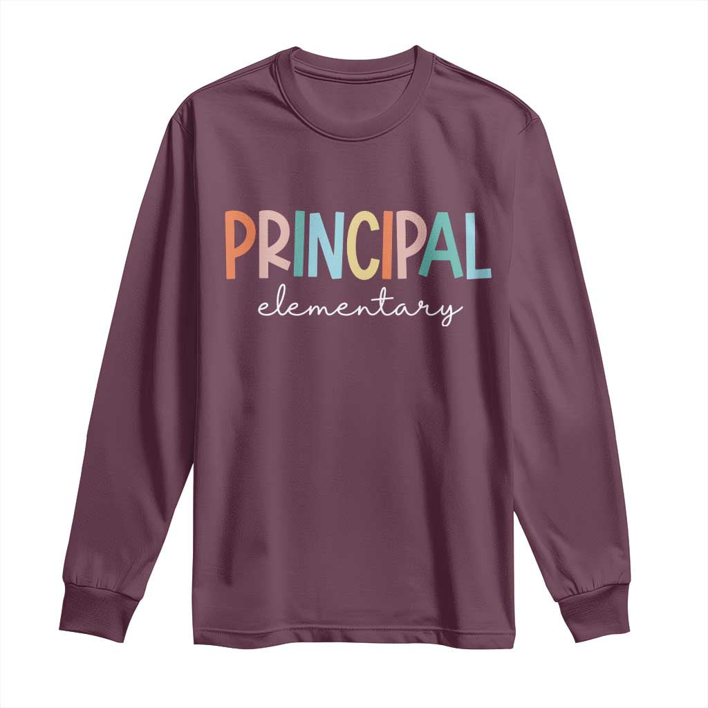 Boho Retro Vintage Elementary Principal Back to School Long Sleeve Shirt TS14 Maroon Print Your Wear