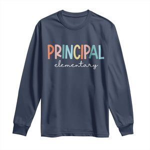 Boho Retro Vintage Elementary Principal Back to School Long Sleeve Shirt TS14 Navy Print Your Wear