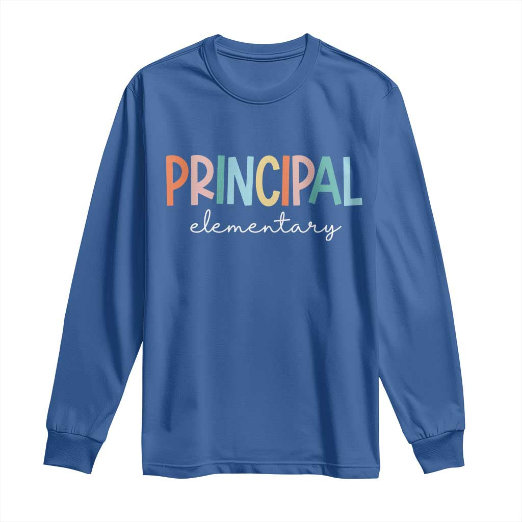 Boho Retro Vintage Elementary Principal Back to School Long Sleeve Shirt TS14 Royal Blue Print Your Wear