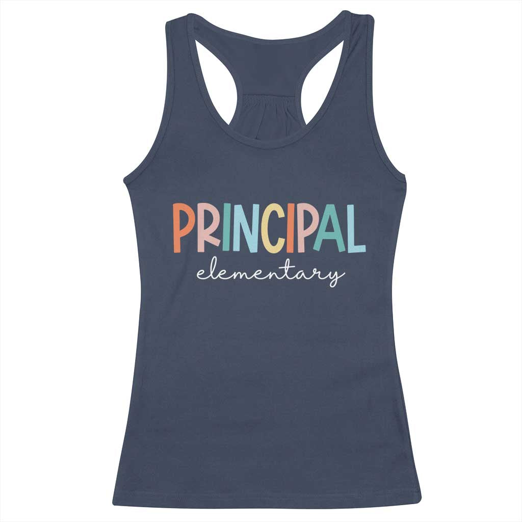 Boho Retro Vintage Elementary Principal Back to School Racerback Tank Top TS14 Navy Print Your Wear
