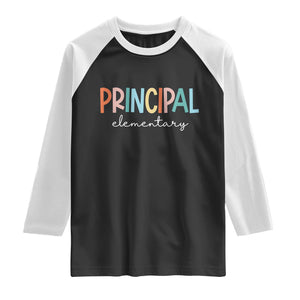 Boho Retro Vintage Elementary Principal Back to School Raglan Shirt TS14 Black White Print Your Wear