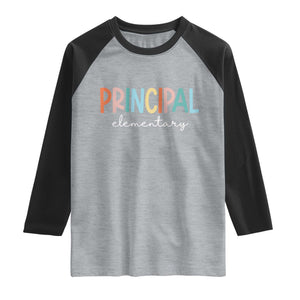 Boho Retro Vintage Elementary Principal Back to School Raglan Shirt TS14 Heather Gray Black Print Your Wear