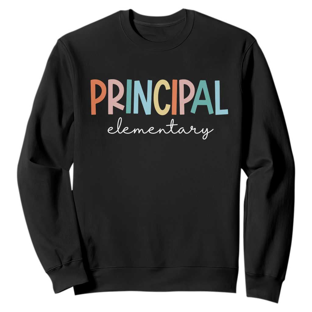 Boho Retro Vintage Elementary Principal Back to School Sweatshirt TS14 Black Print Your Wear