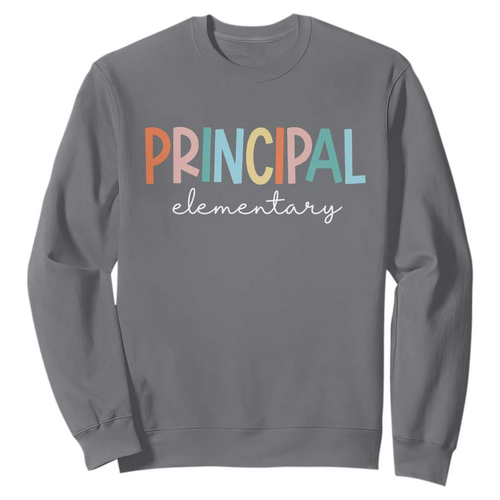 Boho Retro Vintage Elementary Principal Back to School Sweatshirt TS14 Charcoal Print Your Wear