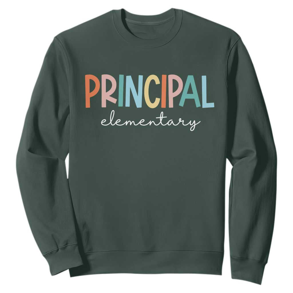 Boho Retro Vintage Elementary Principal Back to School Sweatshirt TS14 Dark Forest Green Print Your Wear