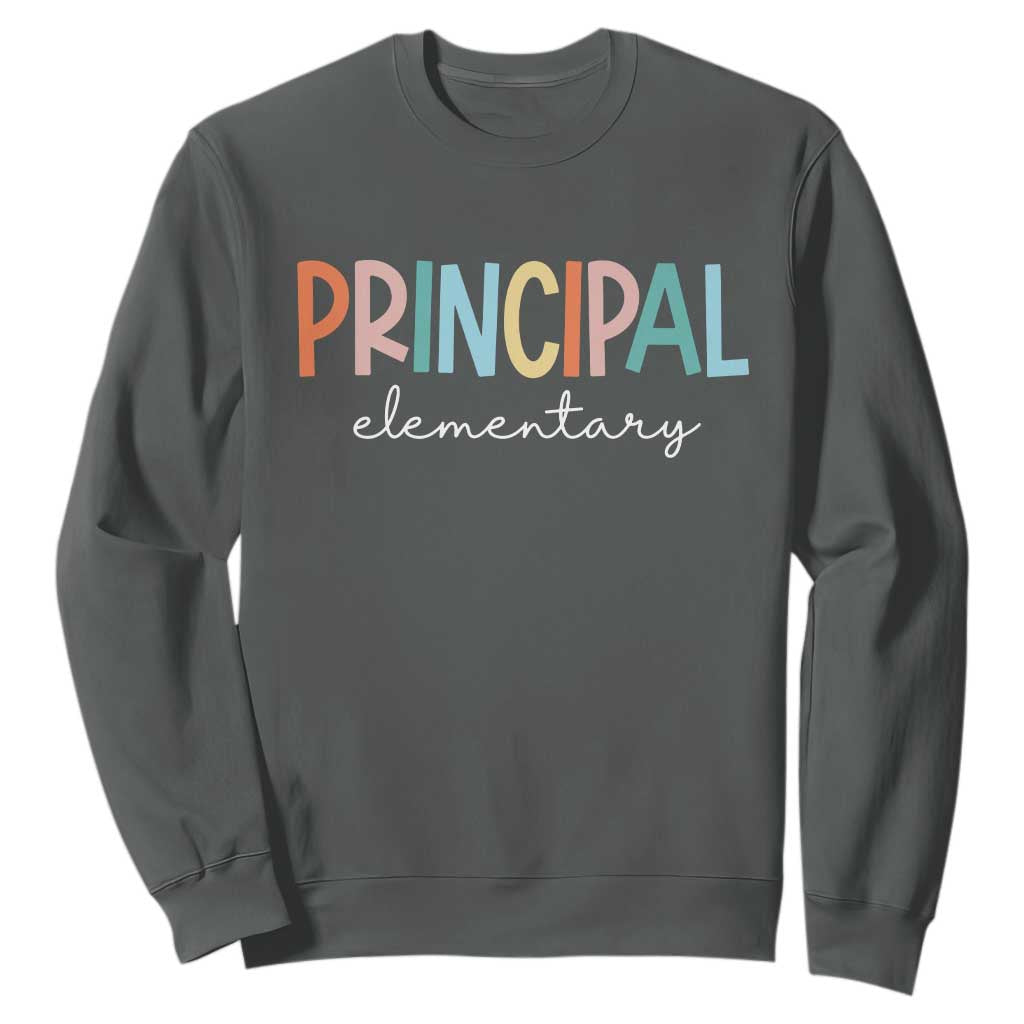 Boho Retro Vintage Elementary Principal Back to School Sweatshirt TS14 Dark Heather Print Your Wear