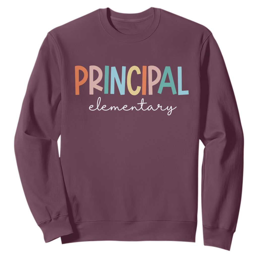 Boho Retro Vintage Elementary Principal Back to School Sweatshirt TS14 Maroon Print Your Wear