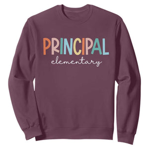 Boho Retro Vintage Elementary Principal Back to School Sweatshirt TS14 Maroon Print Your Wear