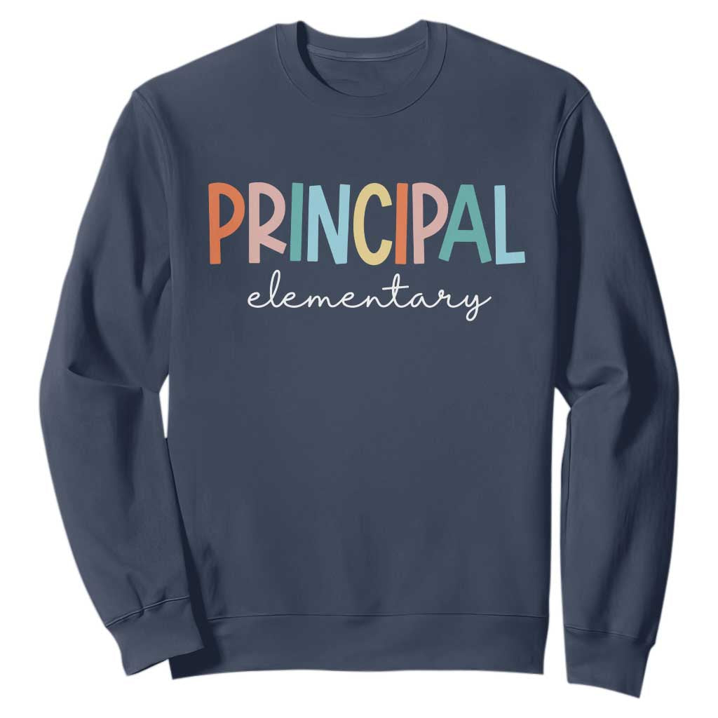 Boho Retro Vintage Elementary Principal Back to School Sweatshirt TS14 Navy Print Your Wear