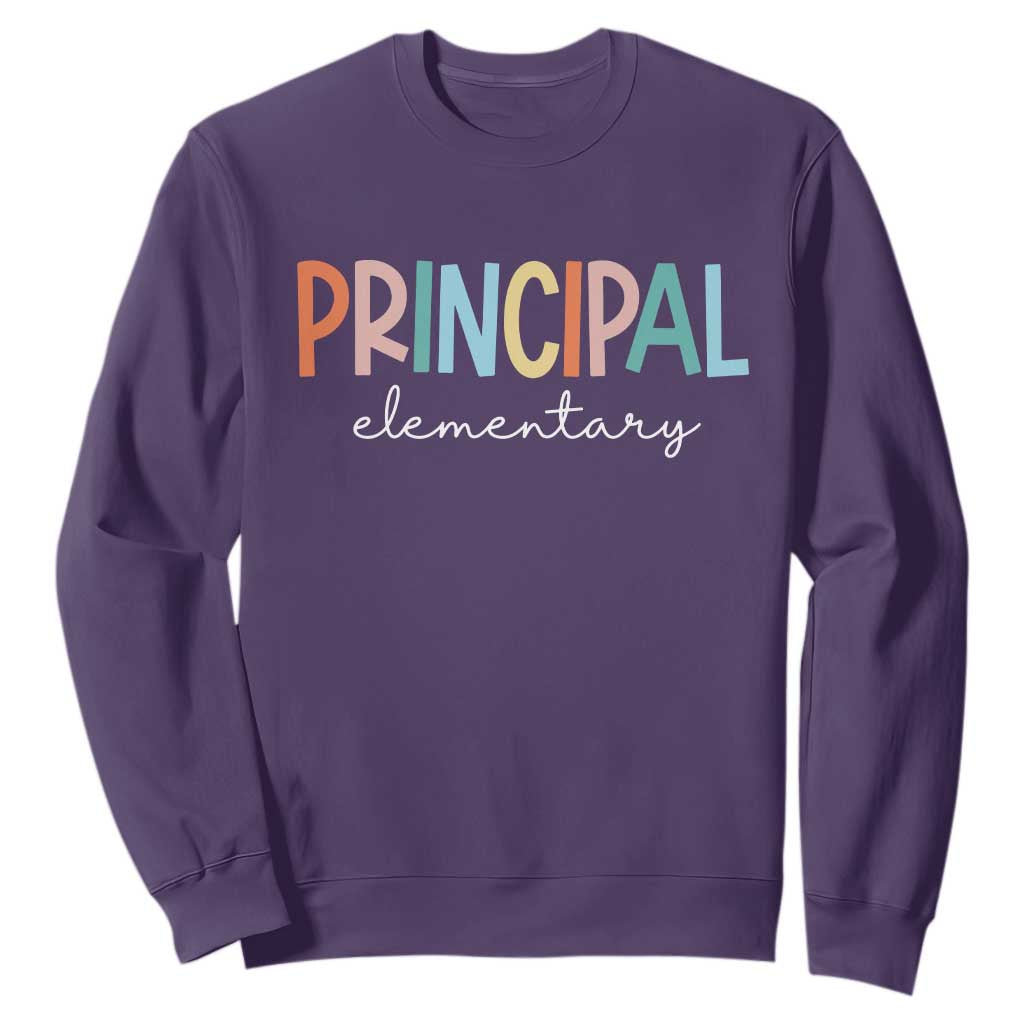 Boho Retro Vintage Elementary Principal Back to School Sweatshirt TS14 Purple Print Your Wear