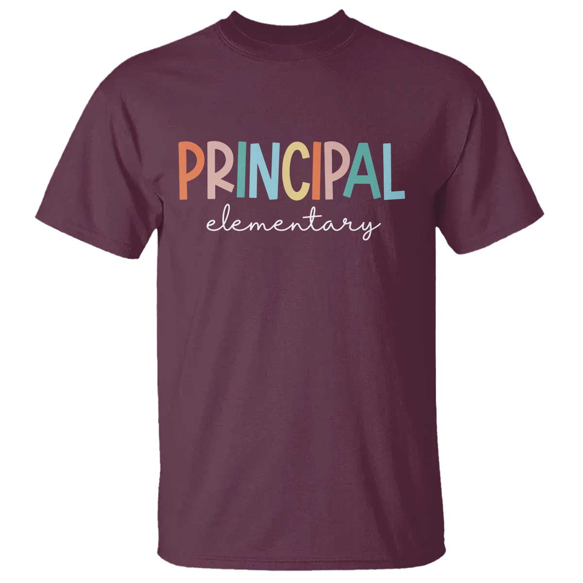 Boho Retro Vintage Elementary Principal Back to School T Shirt TS14 Maroon Print Your Wear