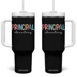 Boho Retro Vintage Elementary Principal Back to School Tumbler With Handle TS14 One Size: 40 oz Black Print Your Wear