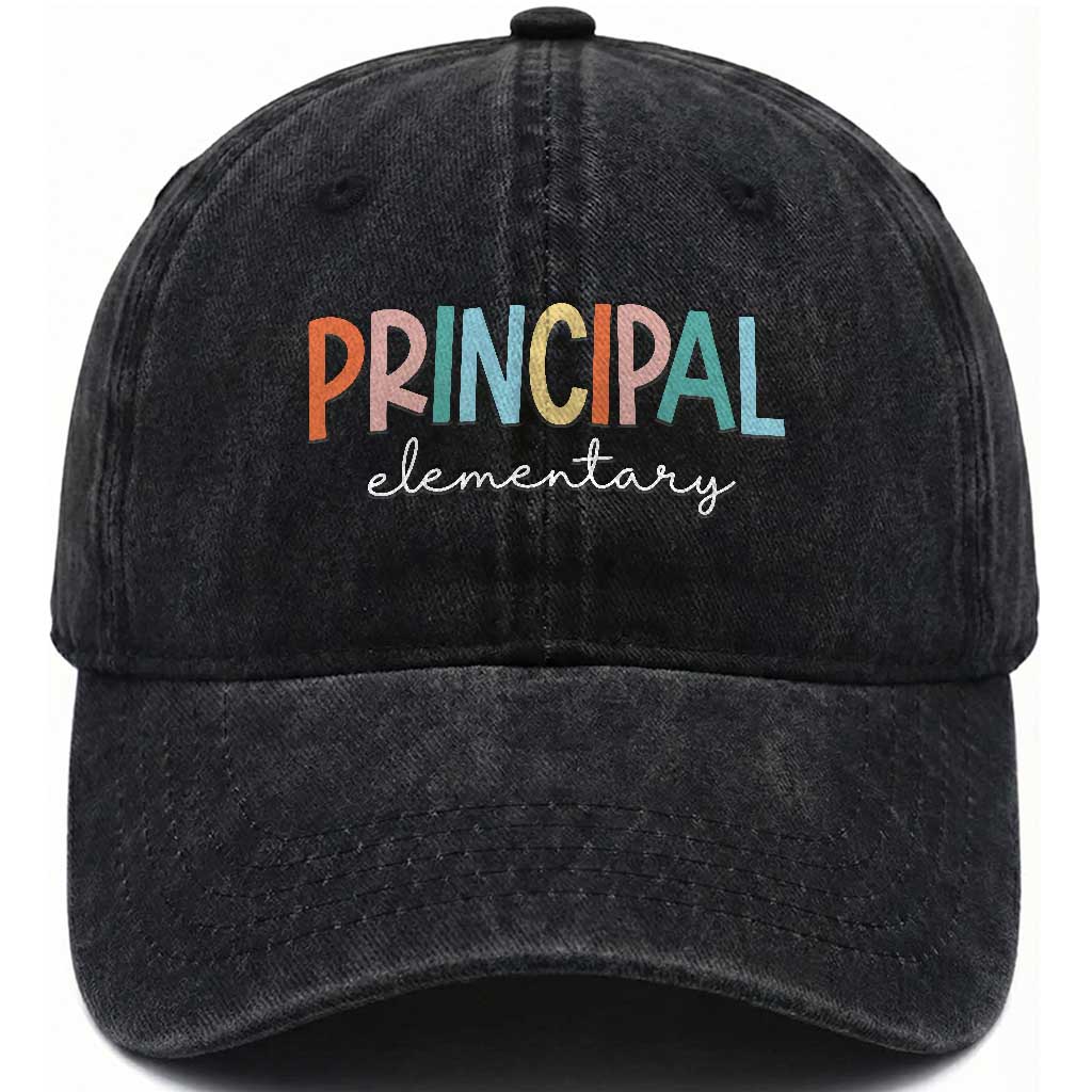 Boho Retro Vintage Elementary Principal Back to School Washed Cotton Baseball Cap TS14 Print Your Wear