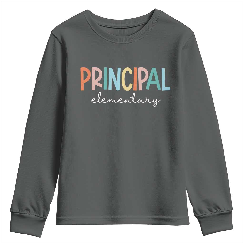 Boho Retro Vintage Elementary Principal Back to School Youth Sweatshirt TS14 Dark Heather Print Your Wear