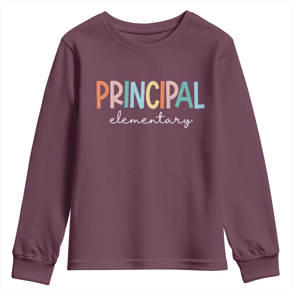 Boho Retro Vintage Elementary Principal Back to School Youth Sweatshirt TS14 Maroon Print Your Wear