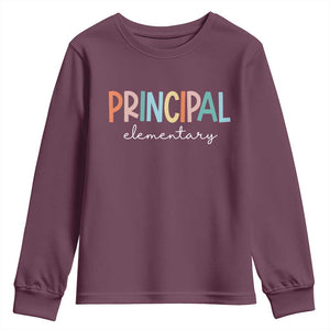 Boho Retro Vintage Elementary Principal Back to School Youth Sweatshirt TS14 Maroon Print Your Wear