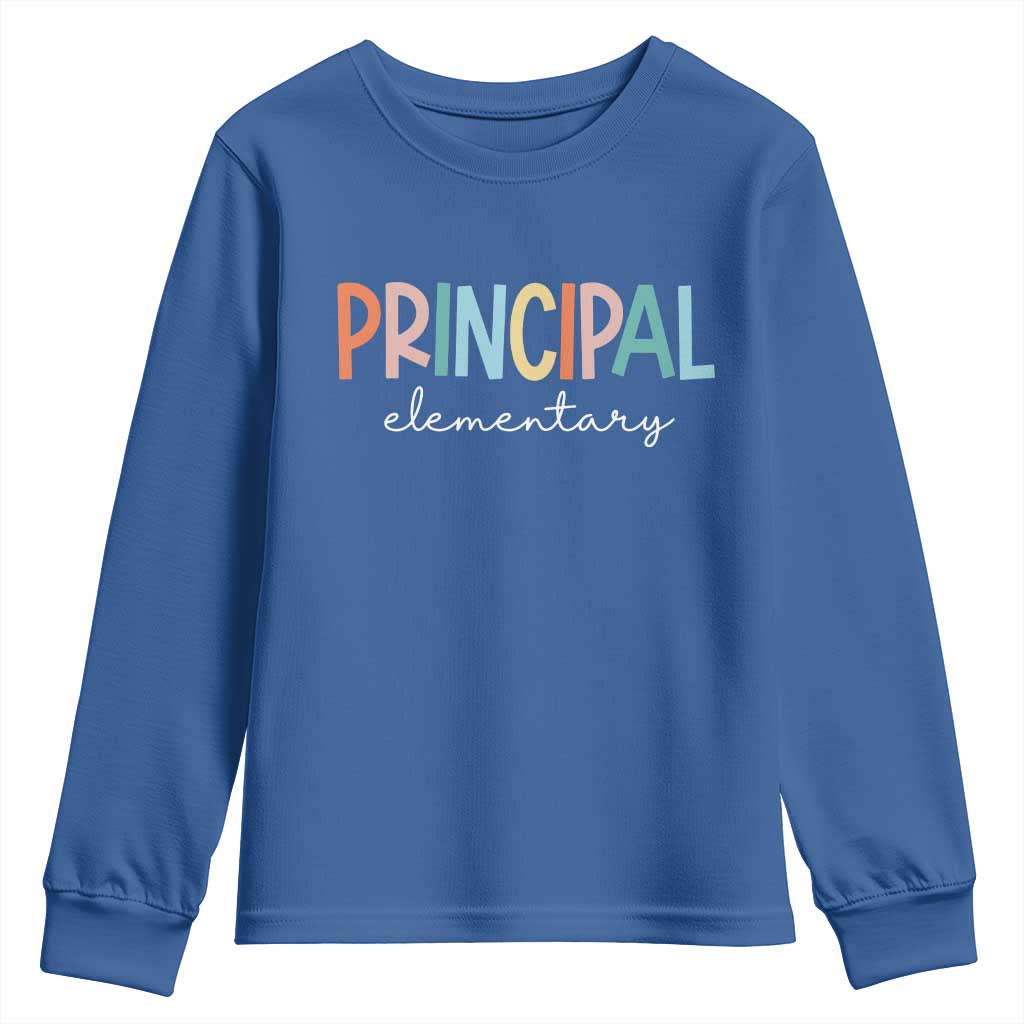 Boho Retro Vintage Elementary Principal Back to School Youth Sweatshirt TS14 Royal Blue Print Your Wear