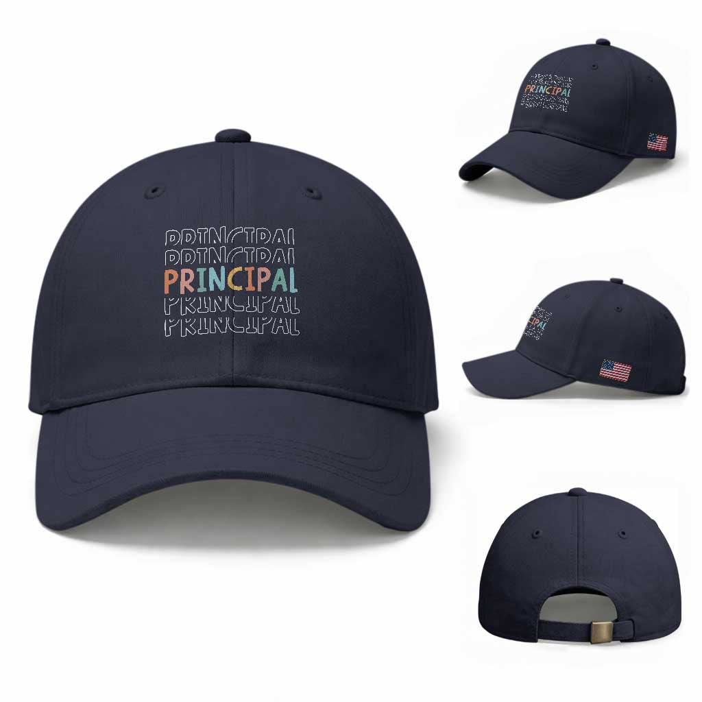 Boho Retro Vintage Principal Back to School Baseball Cap TS14 Baseball Cap Universal Fit Navy Print Your Wear