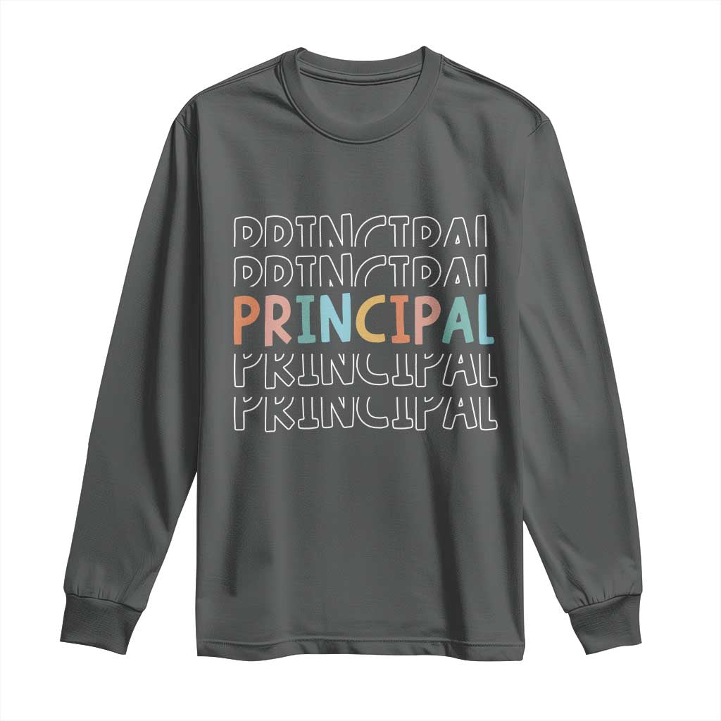 Boho Retro Vintage Principal Back to School Long Sleeve Shirt TS14 Dark Heather Print Your Wear