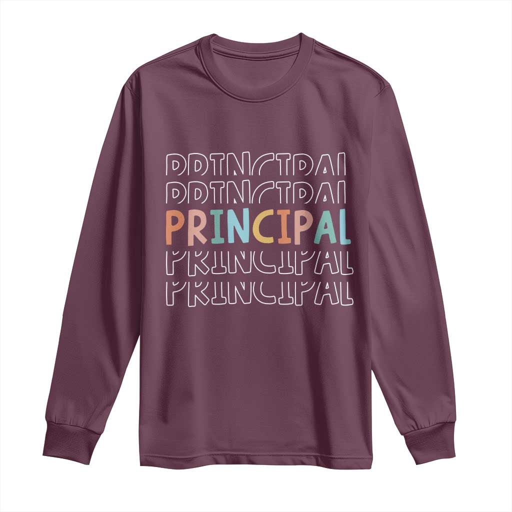 Boho Retro Vintage Principal Back to School Long Sleeve Shirt TS14 Maroon Print Your Wear