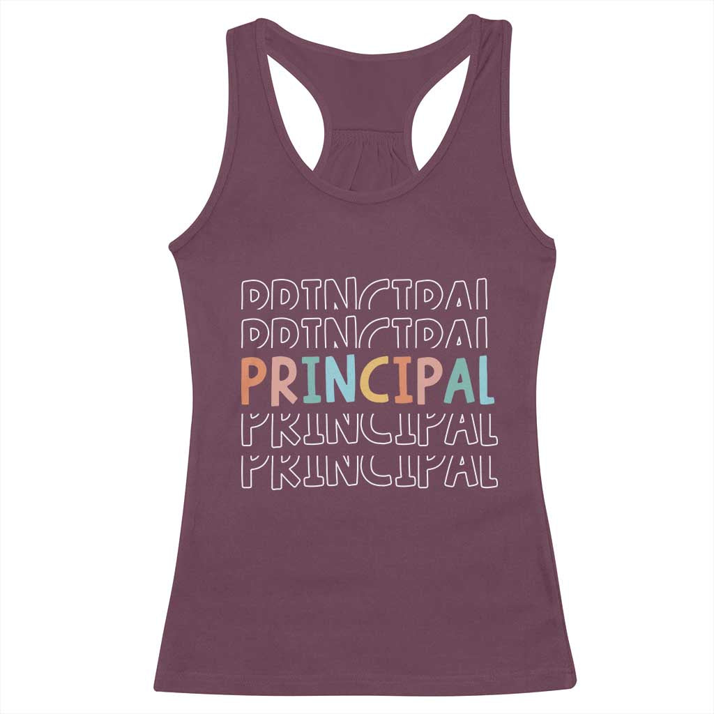Boho Retro Vintage Principal Back to School Racerback Tank Top TS14 Maroon Print Your Wear