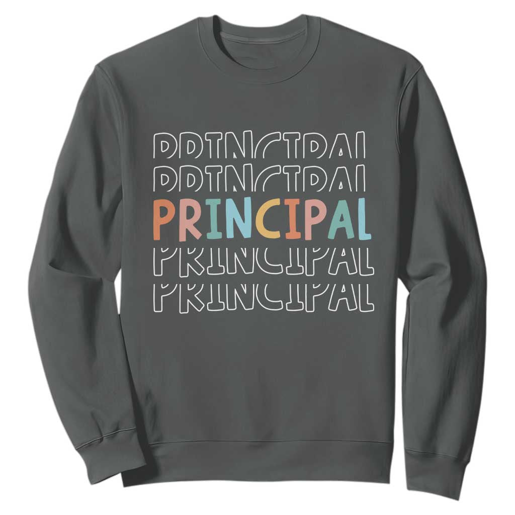 Boho Retro Vintage Principal Back to School Sweatshirt TS14 Dark Heather Print Your Wear