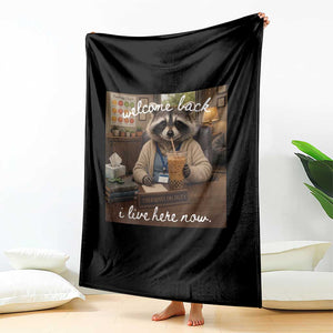 Funny School Therapist Raccoon Drinking Iced Coffee Throw Blanket TS14 Print Your Wear