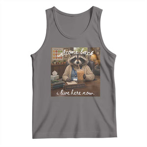 Funny School Therapist Raccoon Drinking Iced Coffee Tank Top TS14 Deep Heather Print Your Wear