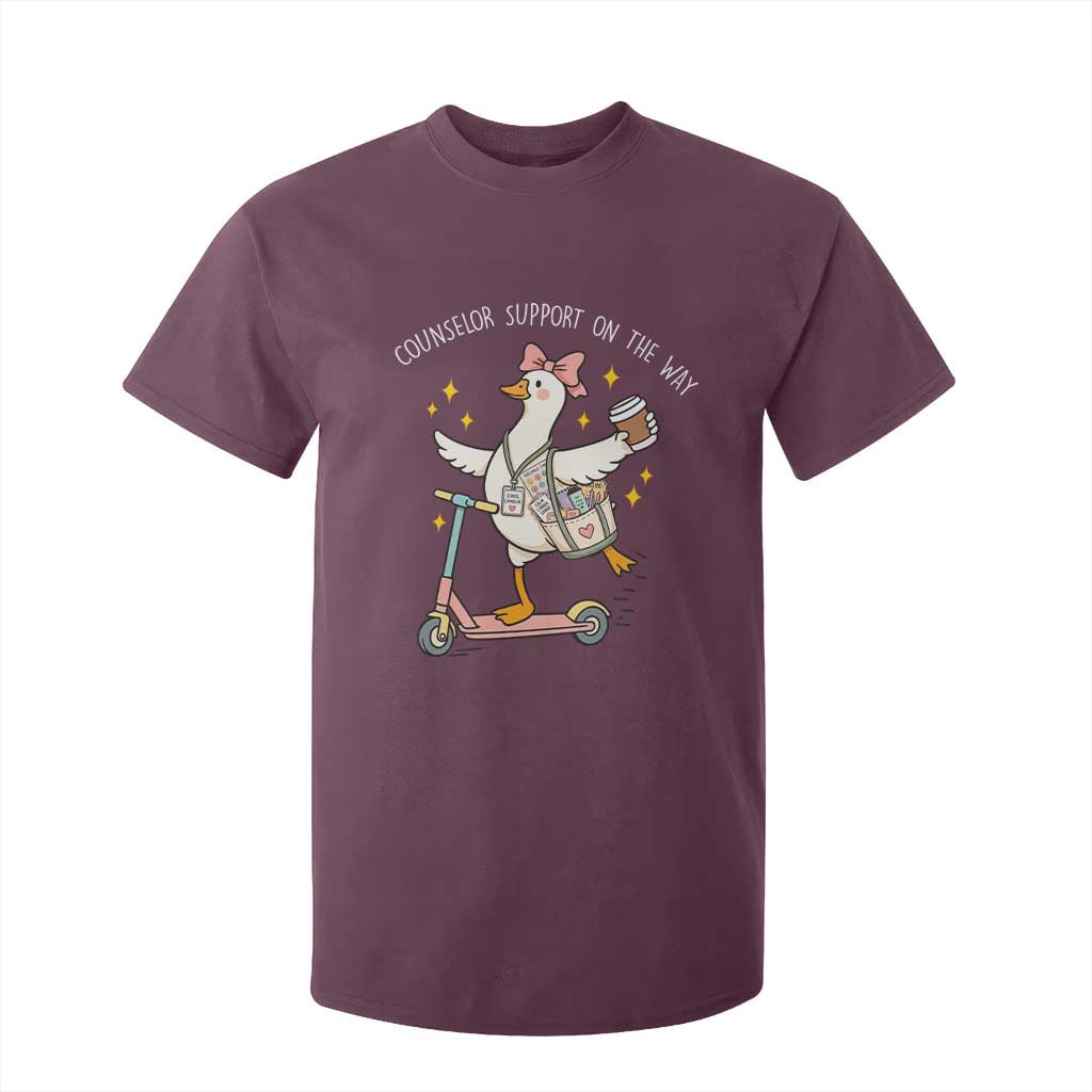 Counselor Support On The Way T Shirt For Kid Silly Goose School Counselor TS14 Maroon Print Your Wear