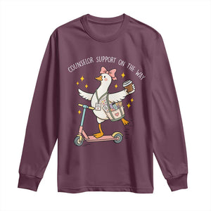 Counselor Support On The Way Long Sleeve Shirt Silly Goose School Counselor TS14 Maroon Print Your Wear
