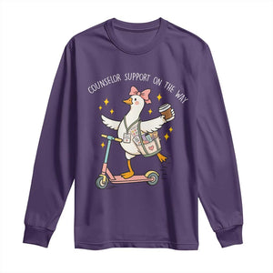 Counselor Support On The Way Long Sleeve Shirt Silly Goose School Counselor TS14 Purple Print Your Wear