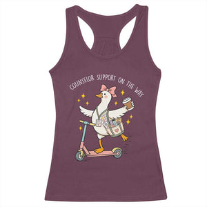 Counselor Support On The Way Racerback Tank Top Silly Goose School Counselor TS14 Maroon Print Your Wear