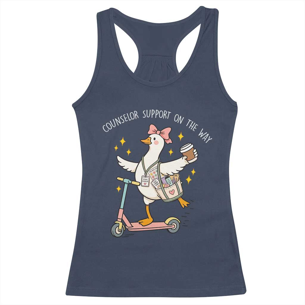 Counselor Support On The Way Racerback Tank Top Silly Goose School Counselor TS14 Navy Print Your Wear