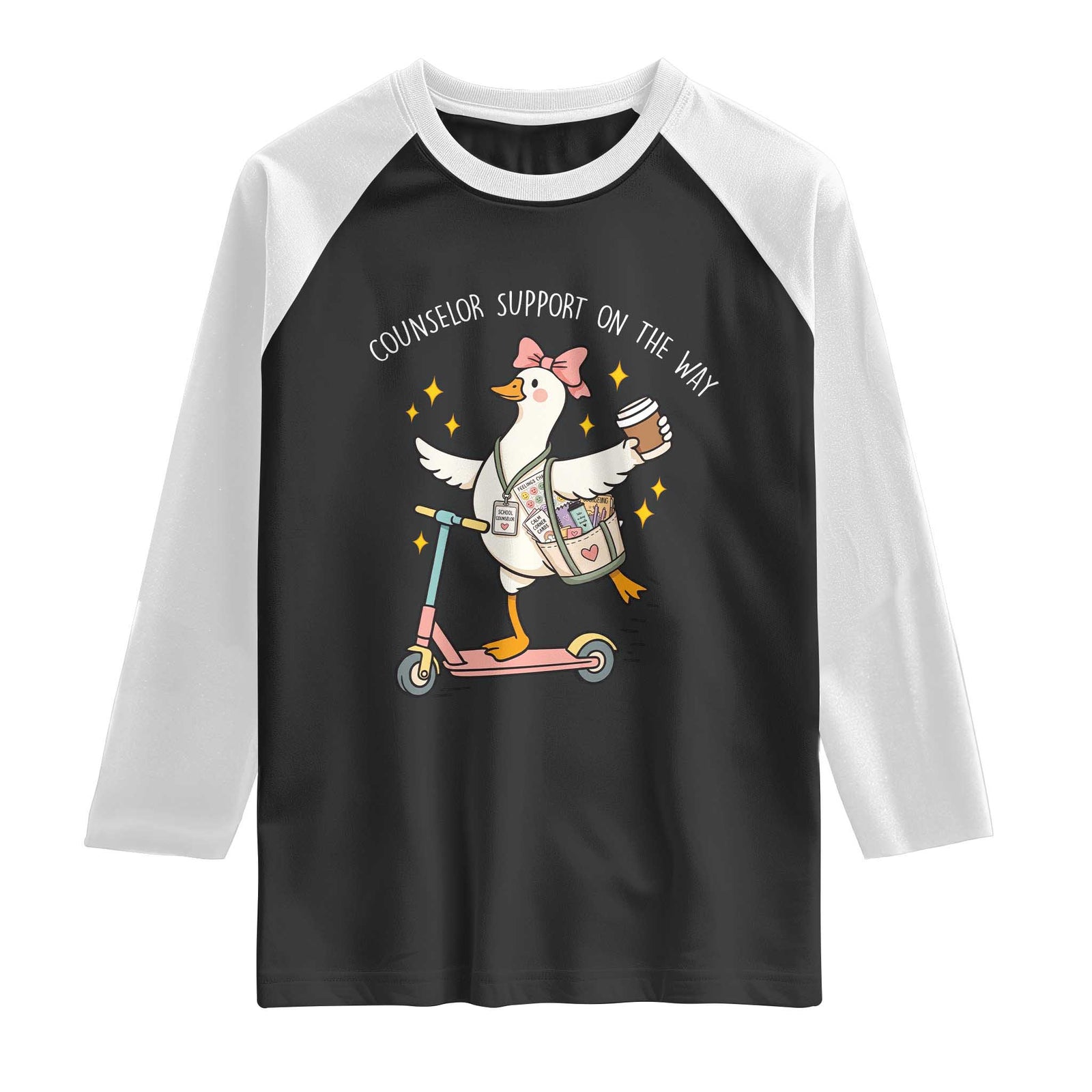 Counselor Support On The Way Raglan Shirt Silly Goose School Counselor TS14 Black White Print Your Wear