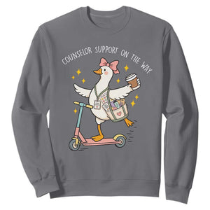 Counselor Support On The Way Sweatshirt Silly Goose School Counselor TS14 Charcoal Print Your Wear