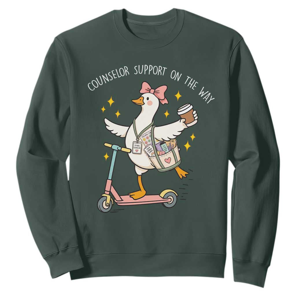 Counselor Support On The Way Sweatshirt Silly Goose School Counselor TS14 Dark Forest Green Print Your Wear