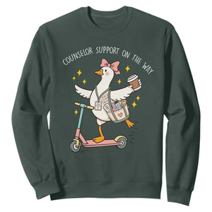 Counselor Support On The Way Sweatshirt Silly Goose School Counselor TS14 Dark Forest Green Print Your Wear