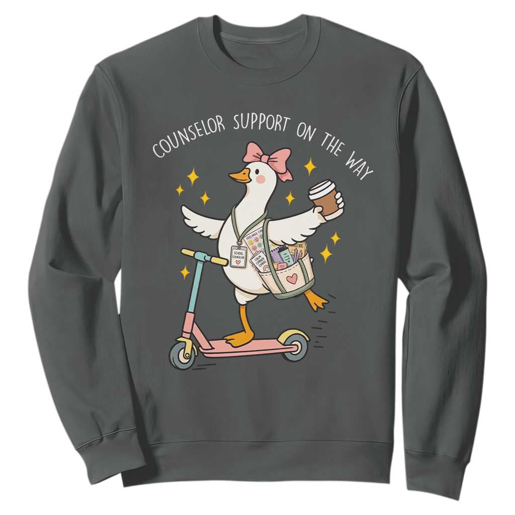 Counselor Support On The Way Sweatshirt Silly Goose School Counselor TS14 Dark Heather Print Your Wear