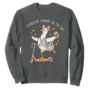 Counselor Support On The Way Sweatshirt Silly Goose School Counselor TS14 Dark Heather Print Your Wear