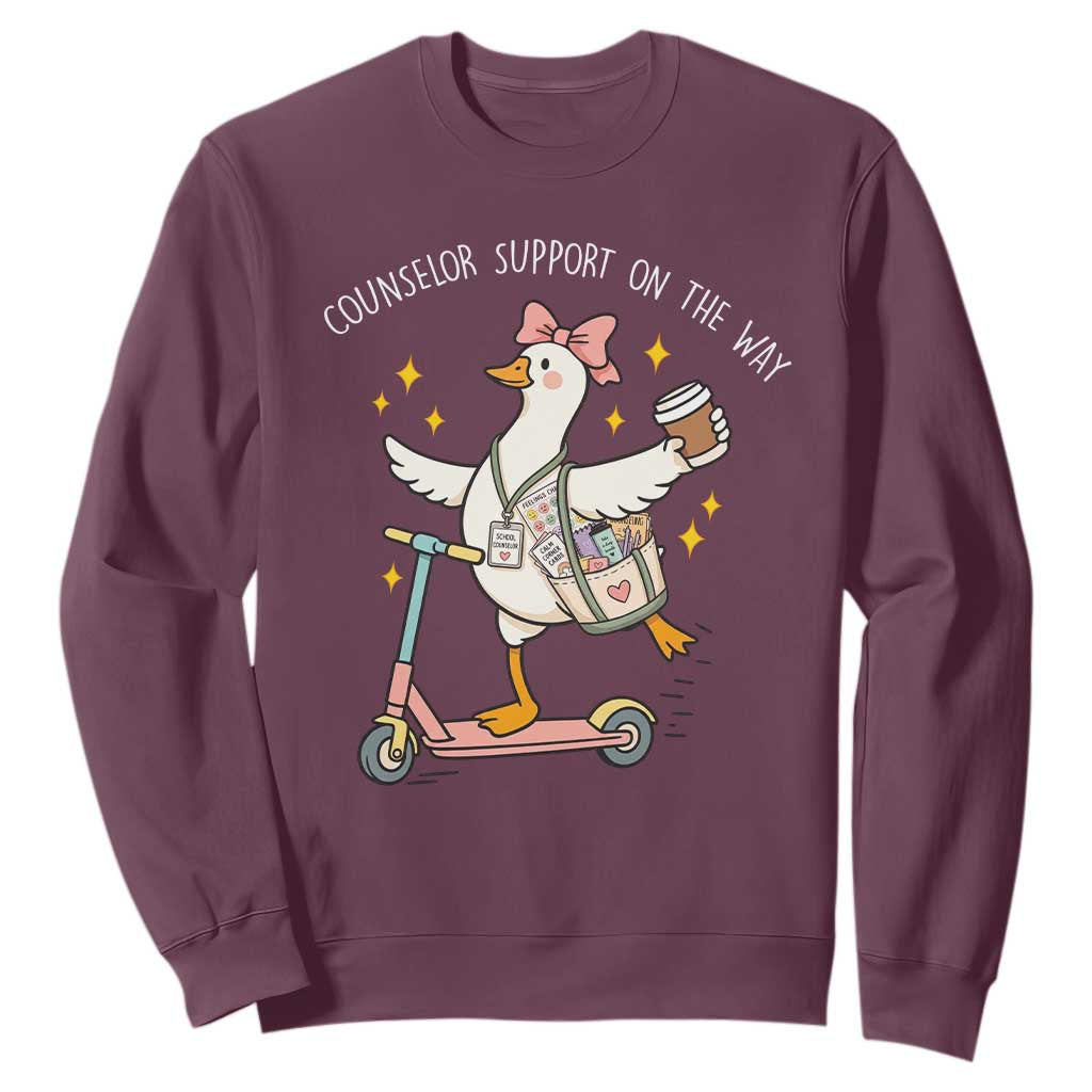 Counselor Support On The Way Sweatshirt Silly Goose School Counselor TS14 Maroon Print Your Wear